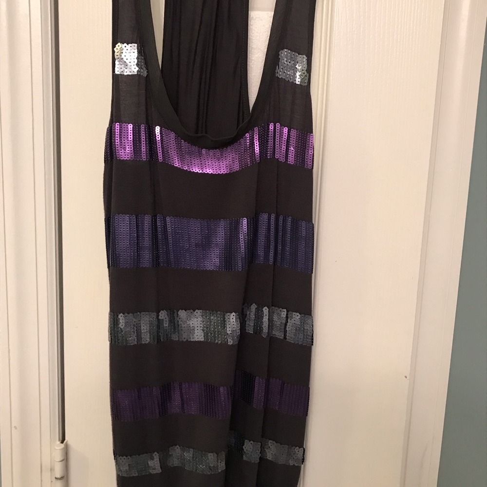 Express Grey tank top with blingy stripes